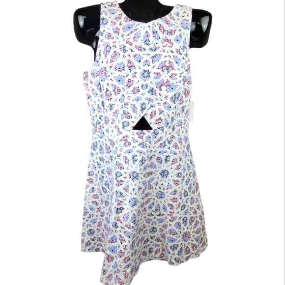 **NWT**‎ CeCe "APRIL" Cutout Fit and Flair Ultra White Dress - Picture 2 of 12